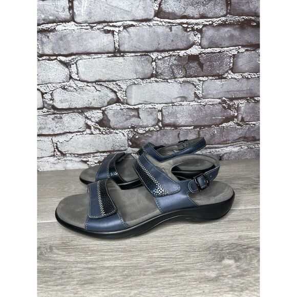 SAS Tripad NUDU Navy Blue Leather Ankle Strap Sandals Women Sz 8.5M US/39EU USA - Picture 9 of 16